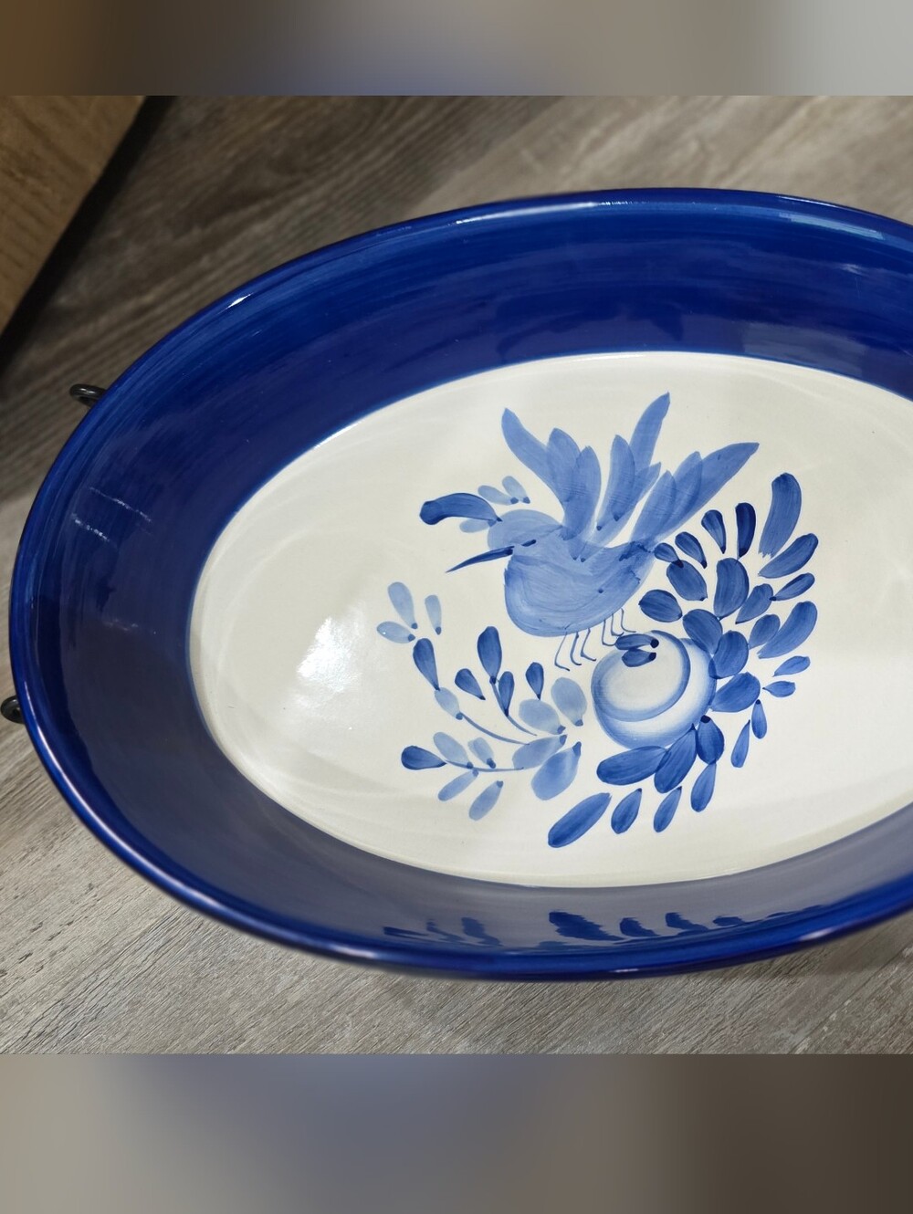 New Temp-Tations White Oval Ceramic Platter with Metal Basket
